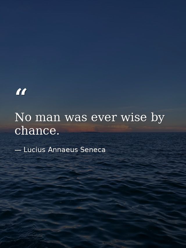 No man was ever wise by chance. — Lucius Annaeus Seneca