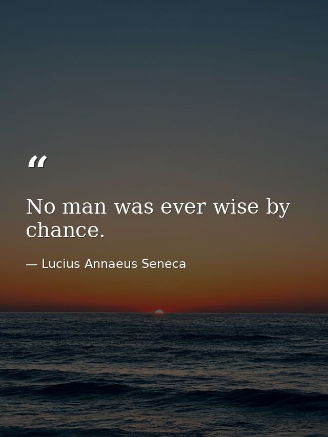 No man was ever wise by chance. — Lucius Annaeus Seneca