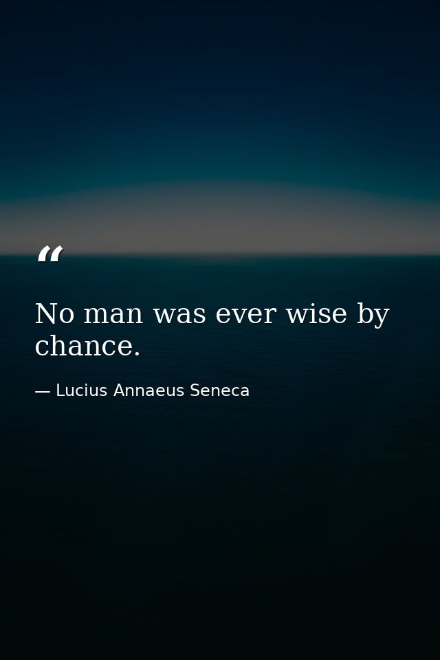 No man was ever wise by chance. — Lucius Annaeus Seneca