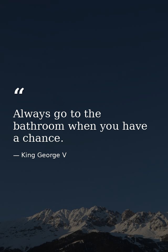 Always go to the bathroom when you have a chance. — King George V