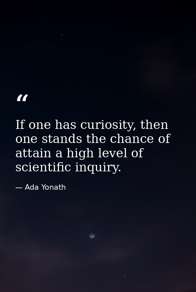 If one has curiosity, then one stands the chance of attain a high level of scientific inquiry. — Ada Yonath