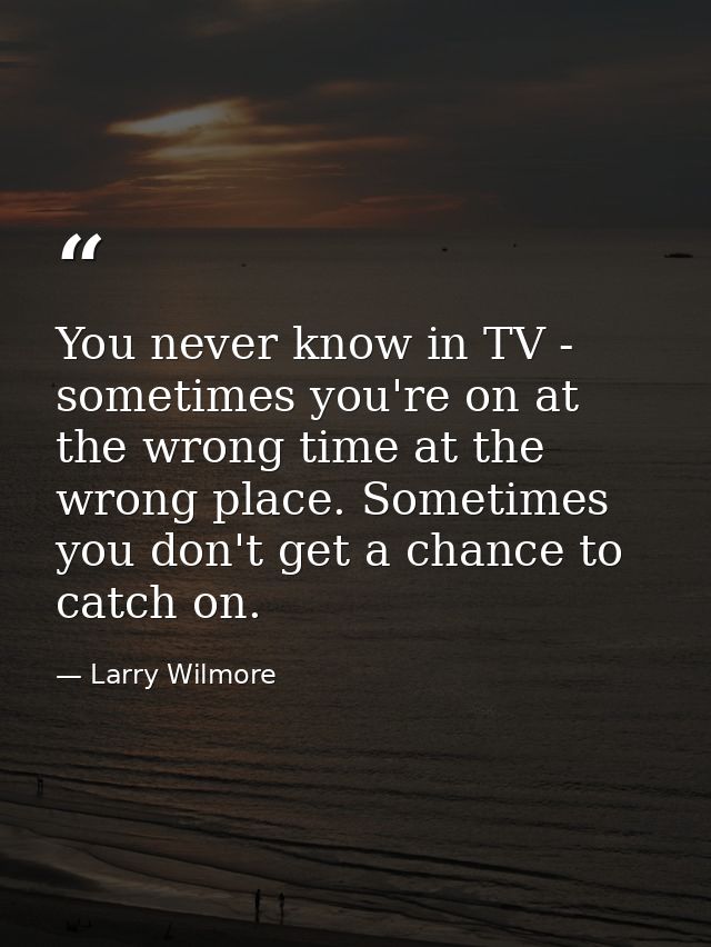 You never know in TV - sometimes you're on at the wrong time at the wrong place. Sometimes you don't get a chance to cat — Larry Wilmore