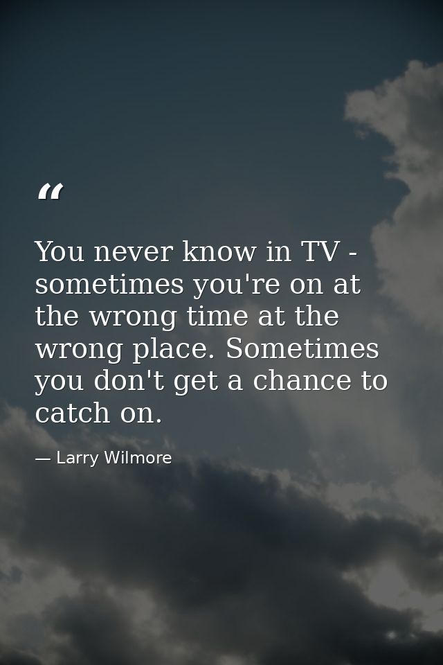 You never know in TV - sometimes you're on at the wrong time at the wrong place. Sometimes you don't get a chance to cat — Larry Wilmore