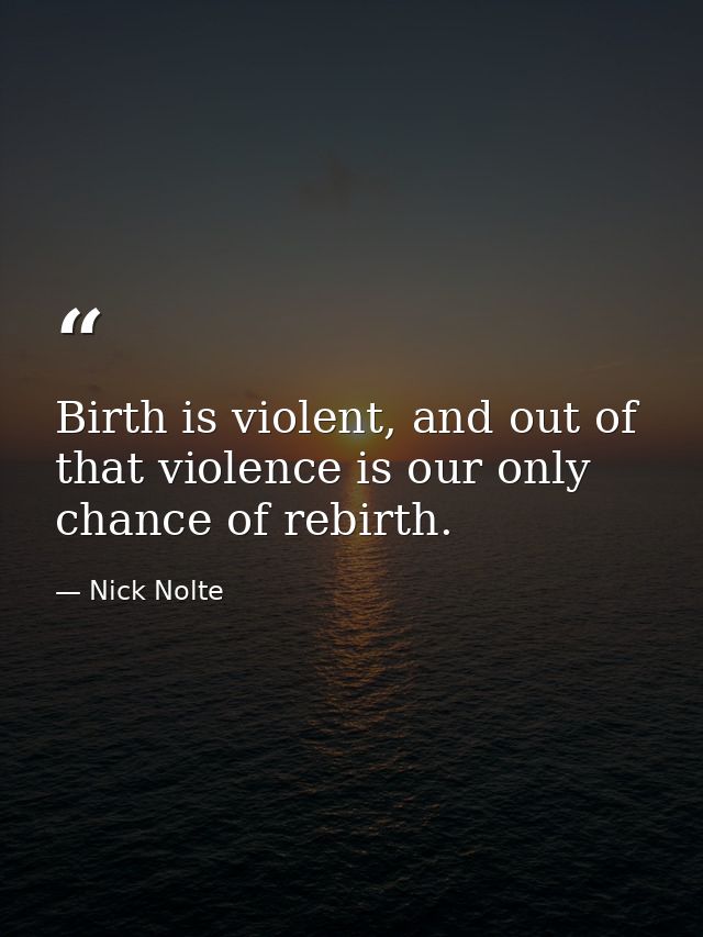 Birth is violent, and out of that violence is our only chance of rebirth. — Nick Nolte