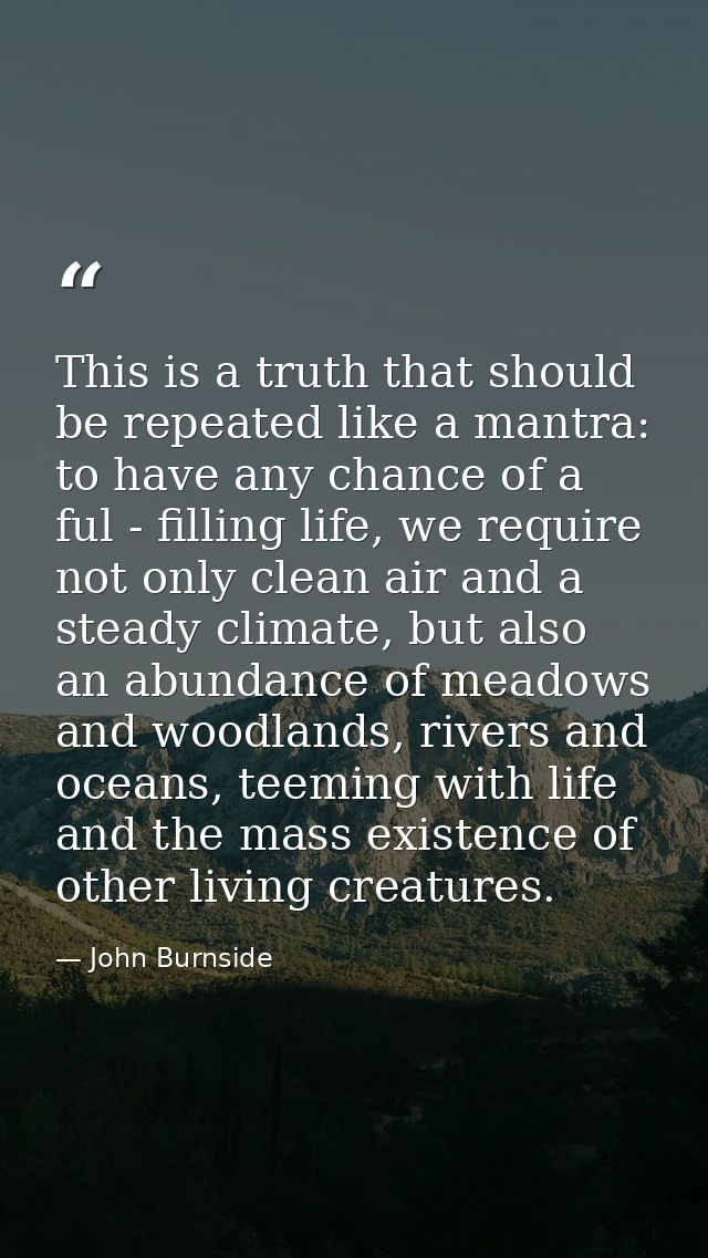 This is a truth that should be repeated like a mantra: to have any chance of a ful - filling life, we require not only c — John Burnside