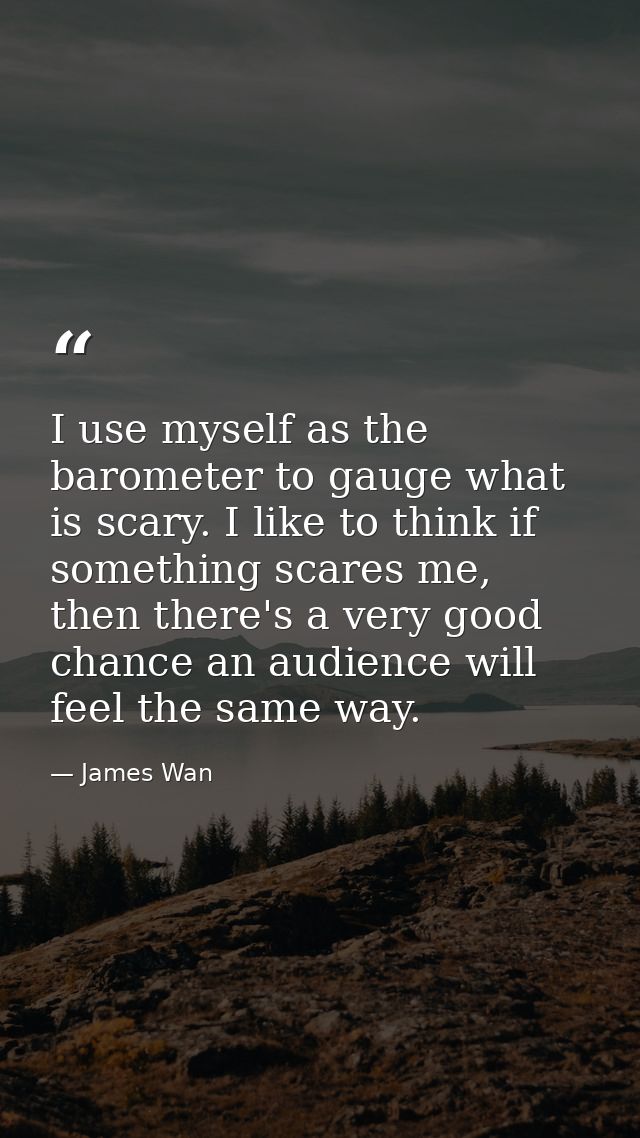 I use myself as the barometer to gauge what is scary. I like to think if something scares me, then there's a very good c — James Wan