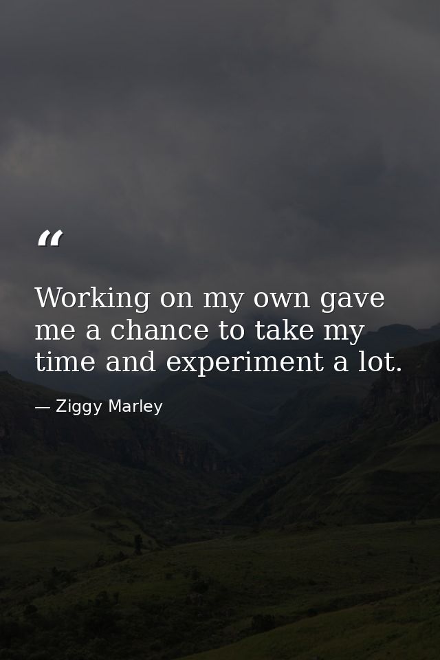 Working on my own gave me a chance to take my time and experiment a lot. — Ziggy Marley