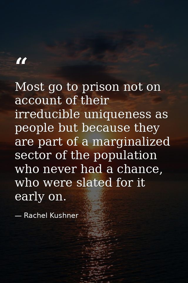 Most go to prison not on account of their irreducible uniqueness as people but because they are part of a marginalized s — Rachel Kushner