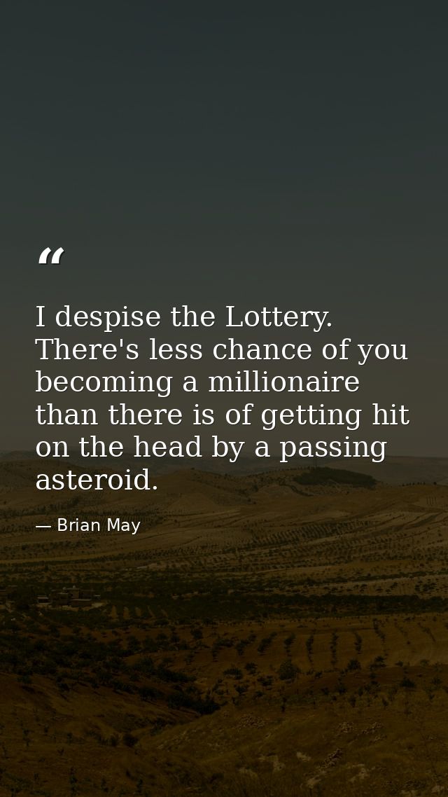 I despise the Lottery. There's less chance of you becoming a millionaire than there is of getting hit on the head by a p — Brian May