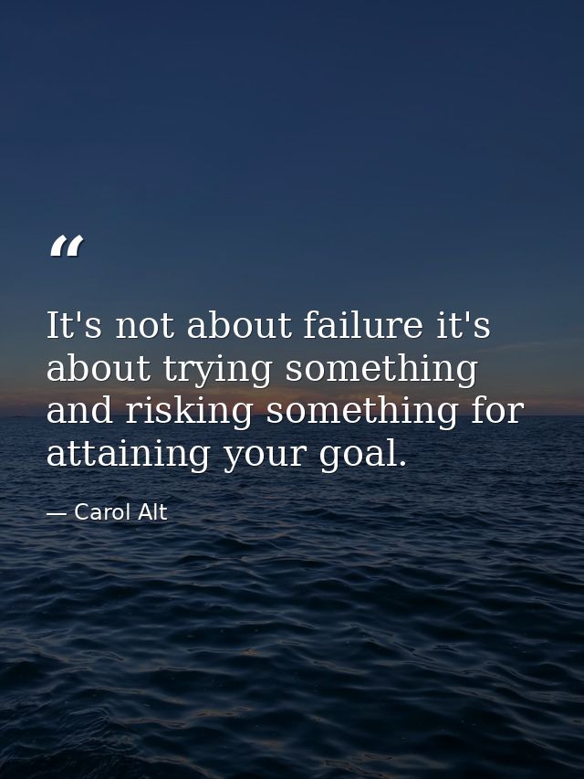 It's not about failure it's about trying something and risking something for attaining your goal. — Carol Alt