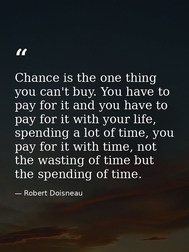 Chance is the one thing you can't buy. You have to pay for it and you have to pay for it with your life, spending a lot  — Robert Doisneau