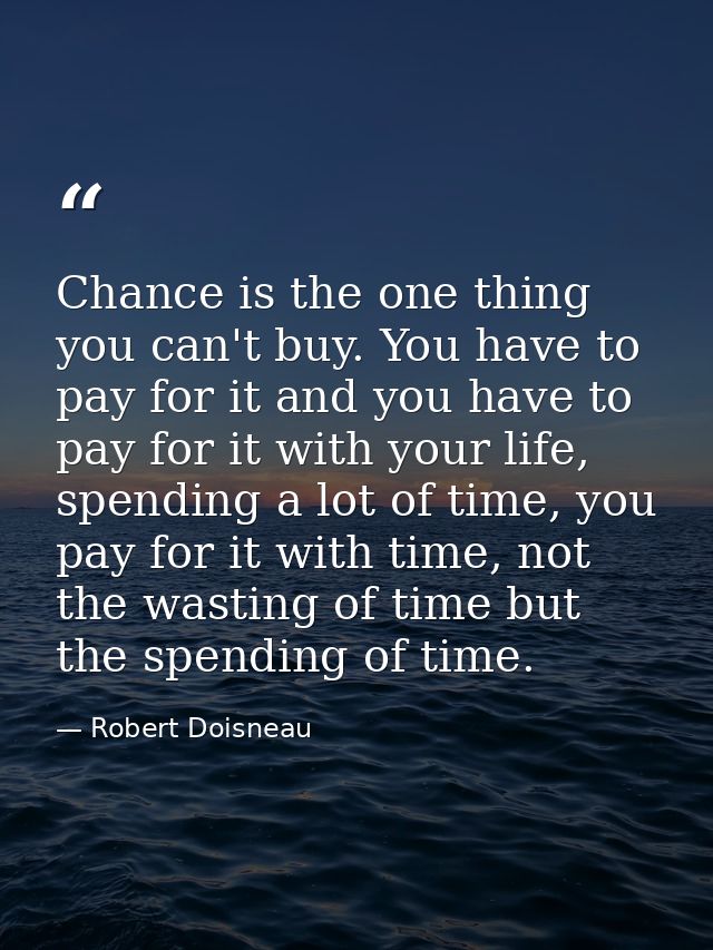 Chance is the one thing you can't buy. You have to pay for it and you have to pay for it with your life, spending a lot  — Robert Doisneau