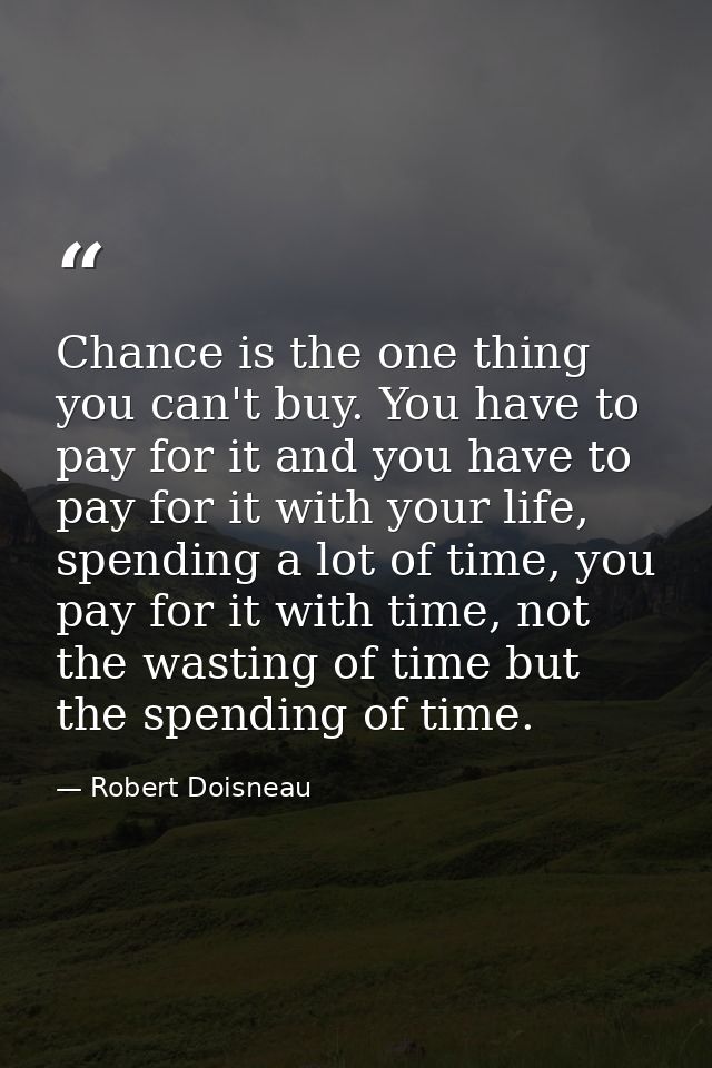 Chance is the one thing you can't buy. You have to pay for it and you have to pay for it with your life, spending a lot  — Robert Doisneau