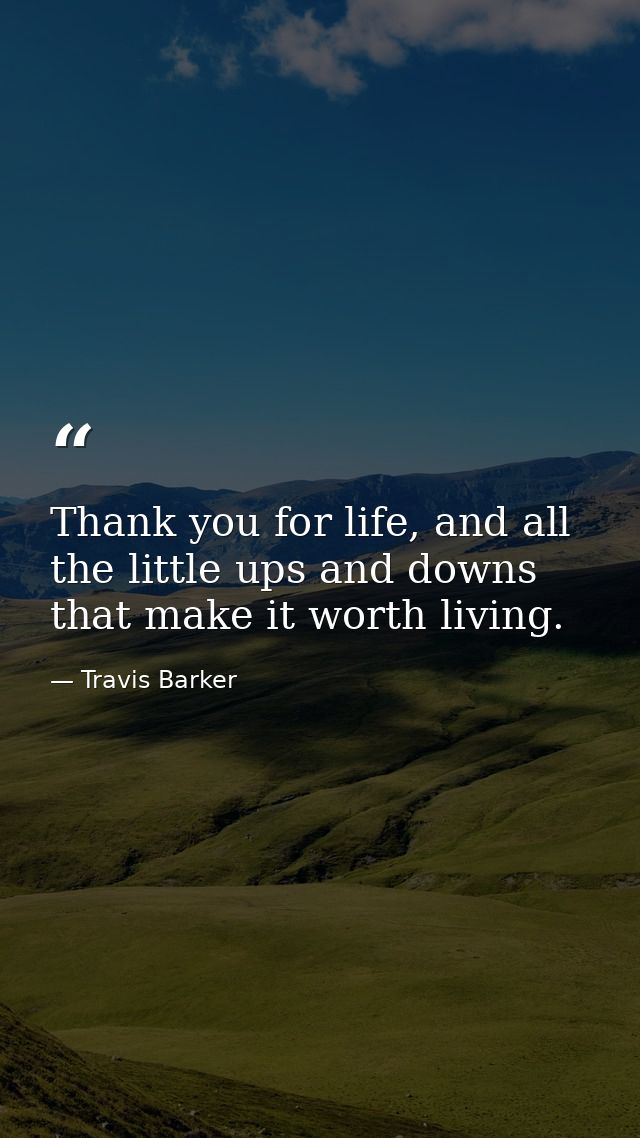 Thank you for life, and all the little ups and downs that make it worth living. — Travis Barker