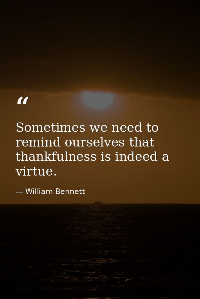 Sometimes we need to remind ourselves that thankfulness is indeed a virtue. — William Bennett