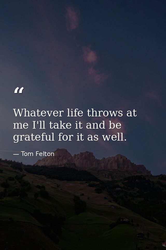 Whatever life throws at me I'll take it and be grateful for it as well. — Tom Felton