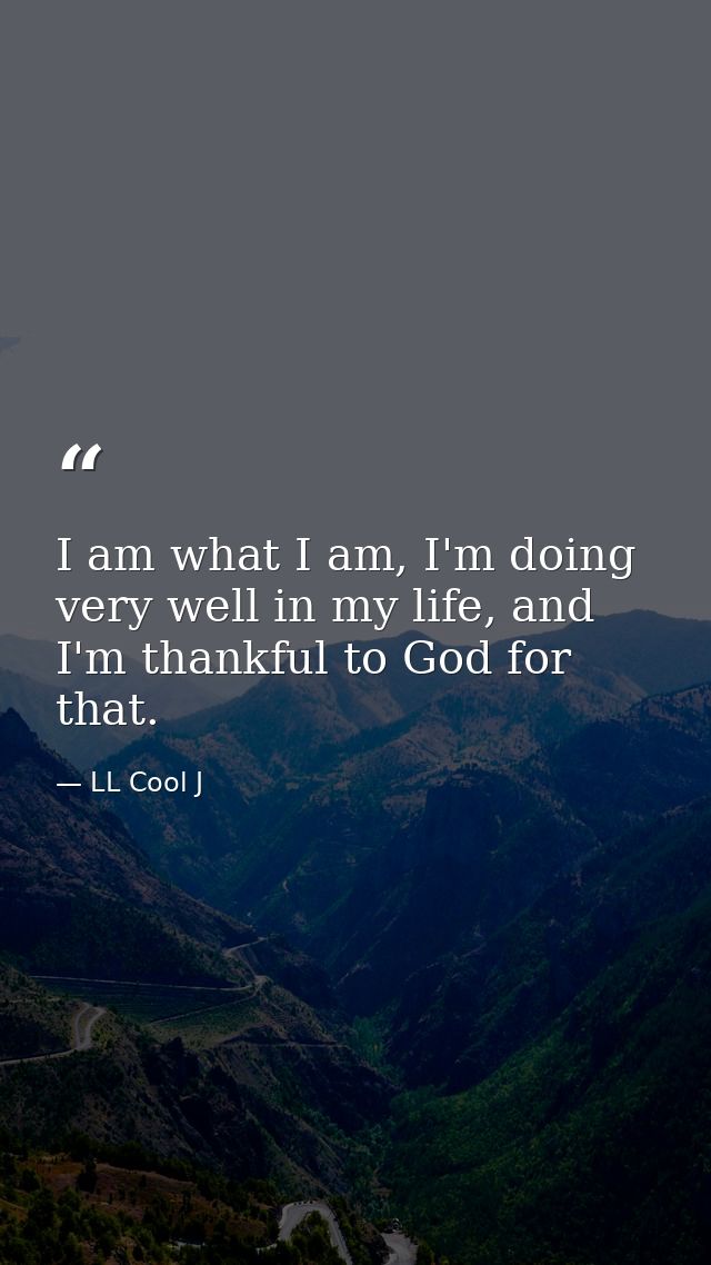 I am what I am, I'm doing very well in my life, and I'm thankful to God for that. — LL Cool J