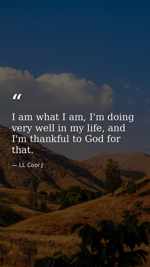 I am what I am, I'm doing very well in my life, and I'm thankful to God for that. — LL Cool J