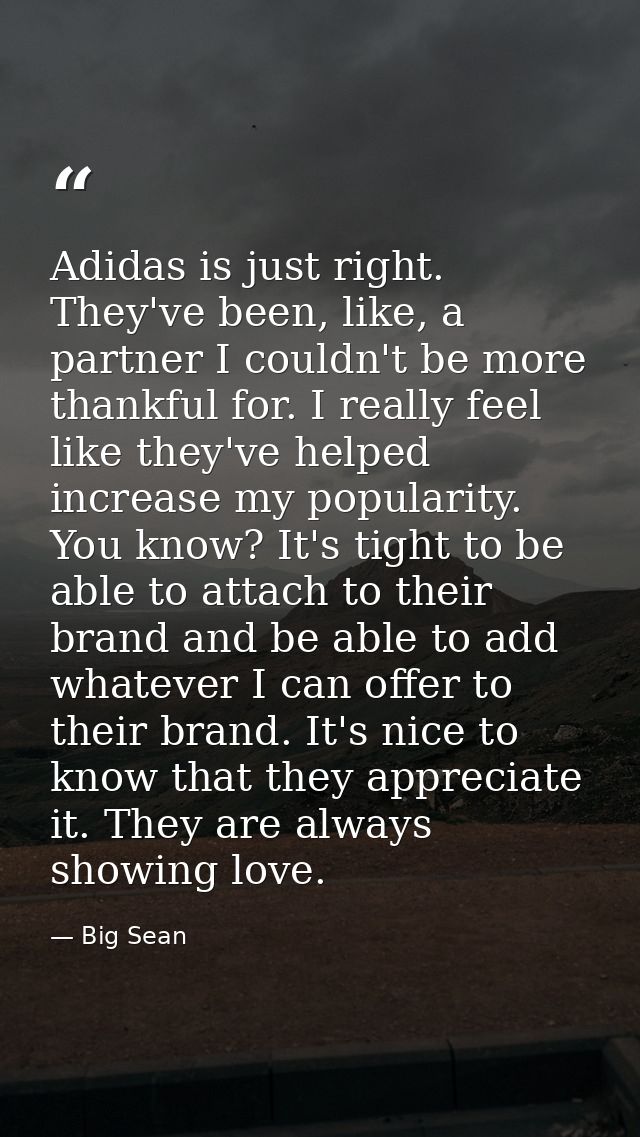 Adidas is just right. They've been, like, a partner I couldn't be more thankful for. I really feel like they've helped i — Big Sean
