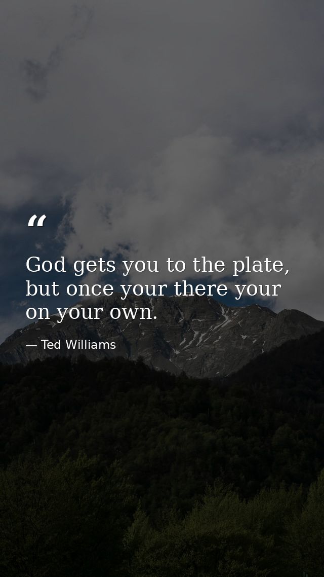 God gets you to the plate, but once your there your on your own. — Ted Williams