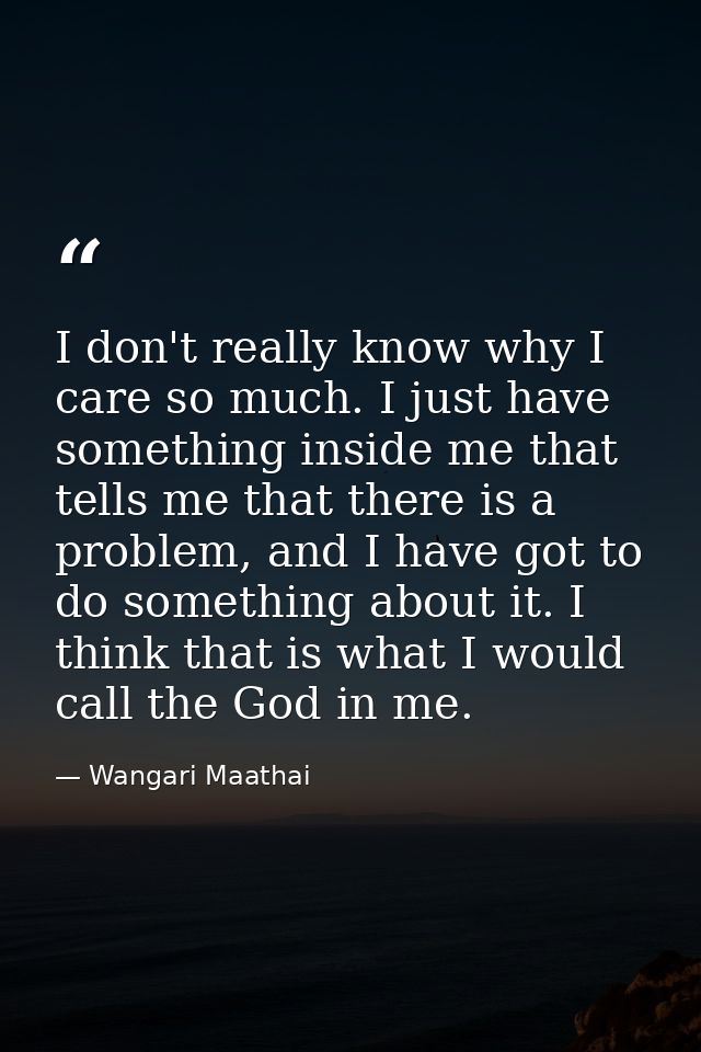 I don't really know why I care so much. I just have something inside me that tells me that there is a problem, and I hav — Wangari Maathai