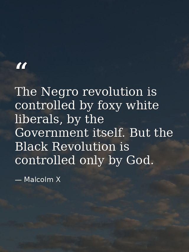 The Negro revolution is controlled by foxy white liberals, by the Government itself. But the Black Revolution is control — Malcolm X