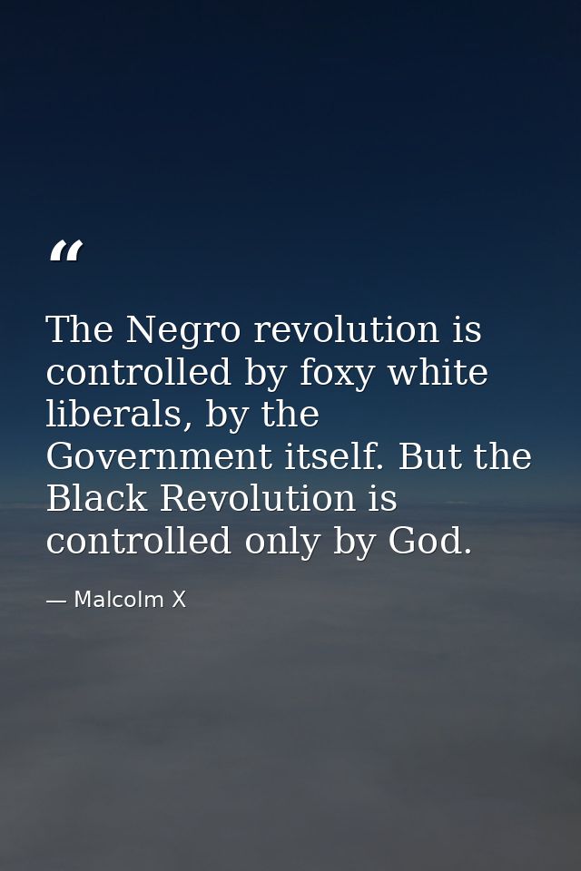 The Negro revolution is controlled by foxy white liberals, by the Government itself. But the Black Revolution is control — Malcolm X