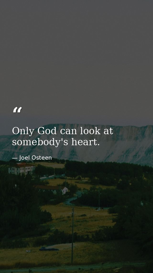 Only God can look at somebody's heart. — Joel Osteen