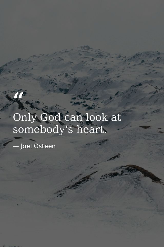 Only God can look at somebody's heart. — Joel Osteen