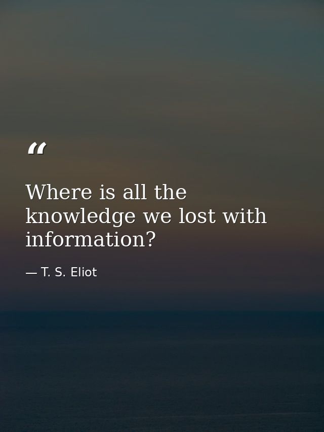 Where is all the knowledge we lost with information? — T. S. Eliot