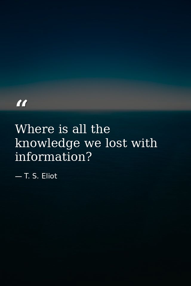 Where is all the knowledge we lost with information? — T. S. Eliot