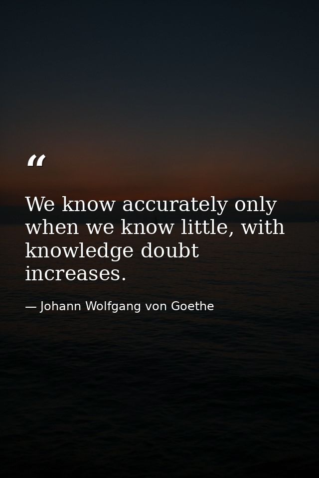 We know accurately only when we know little, with knowledge doubt increases. — Johann Wolfgang von Goethe