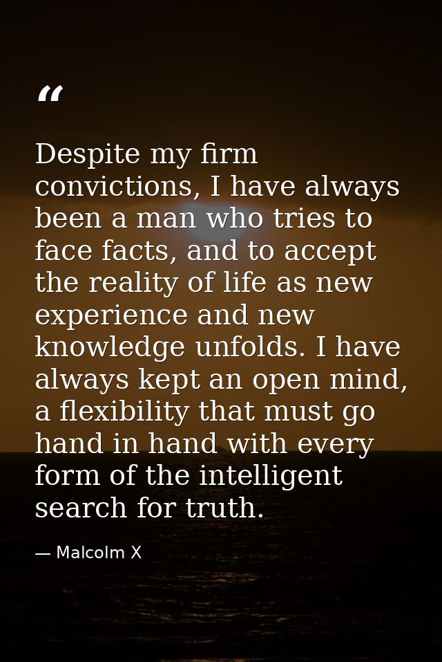 Despite my firm convictions, I have always been a man who tries to face facts, and to accept the reality of life as new  — Malcolm X