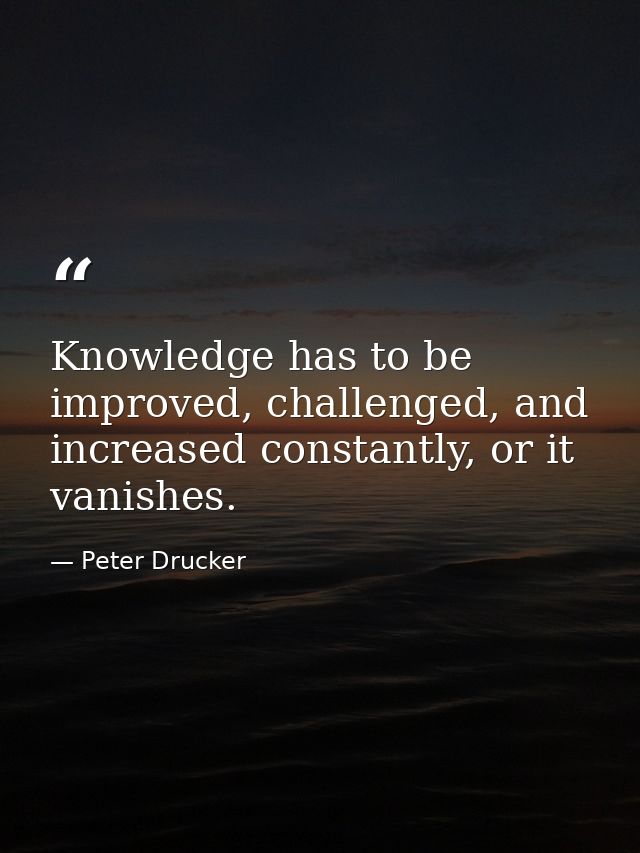 Knowledge has to be improved, challenged, and increased constantly, or it vanishes. — Peter Drucker