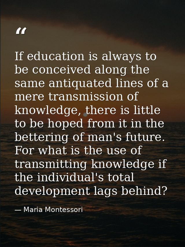 If education is always to be conceived along the same antiquated lines of a mere transmission of knowledge, there is lit — Maria Montessori
