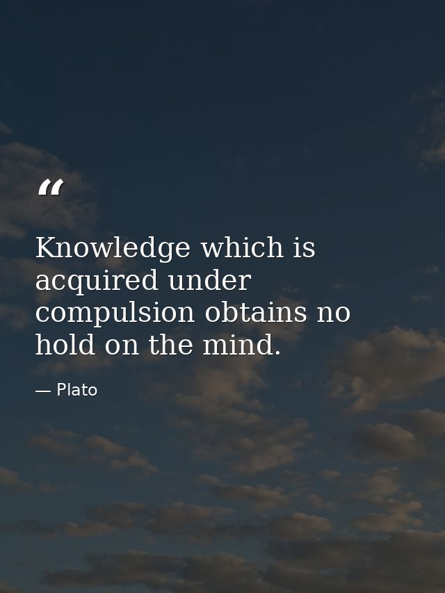 Knowledge which is acquired under compulsion obtains no hold on the mind. — Plato