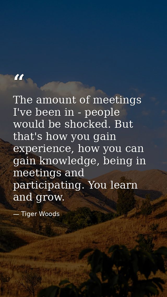 The amount of meetings I've been in - people would be shocked. But that's how you gain experience, how you can gain know — Tiger Woods
