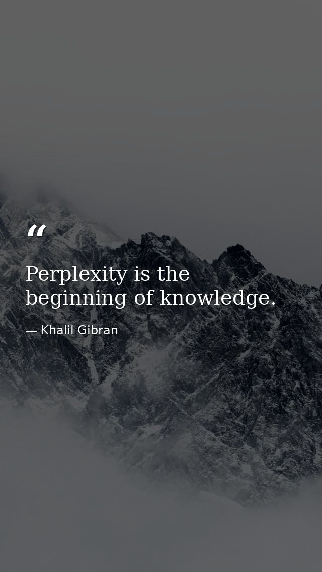 Perplexity is the beginning of knowledge. — Khalil Gibran