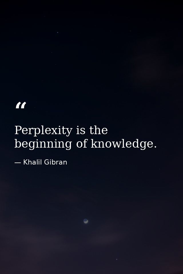 Perplexity is the beginning of knowledge. — Khalil Gibran