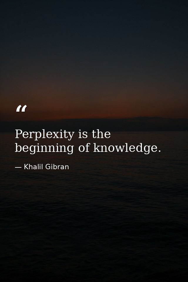 Perplexity is the beginning of knowledge. — Khalil Gibran