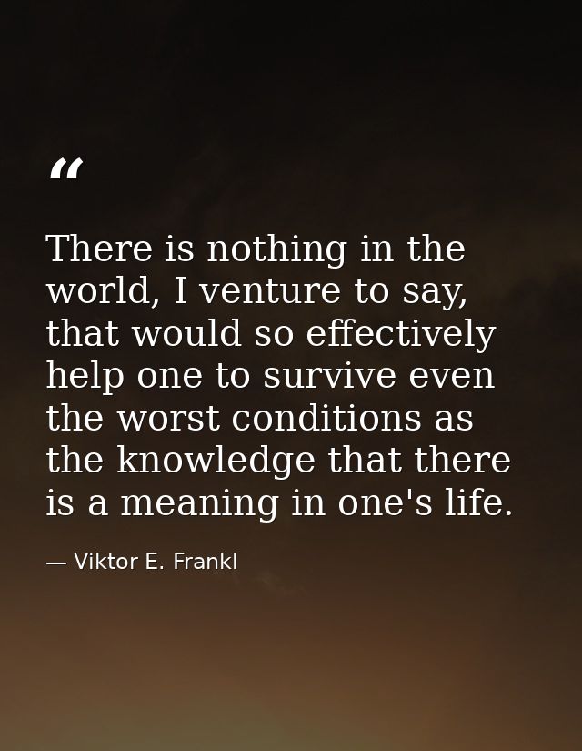 There is nothing in the world, I venture to say, that would so effectively help one to survive even the worst conditions — Viktor E. Frankl
