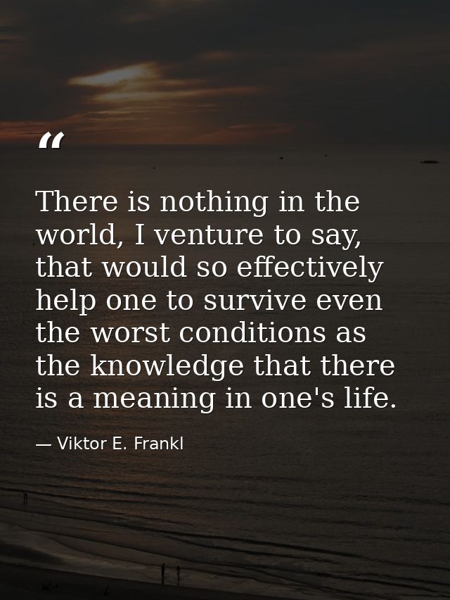 There is nothing in the world, I venture to say, that would so effectively help one to survive even the worst conditions — Viktor E. Frankl