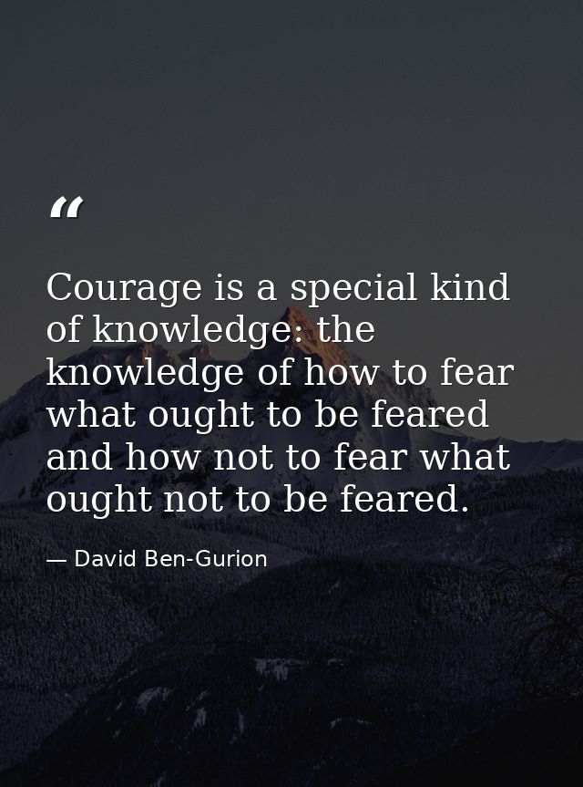 Courage is a special kind of knowledge: the knowledge of how to fear what ought to be feared and how not to fear what ou — David Ben-Gurion
