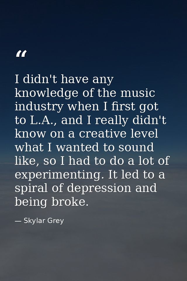 I didn't have any knowledge of the music industry when I first got to L.A., and I really didn't know on a creative level — Skylar Grey