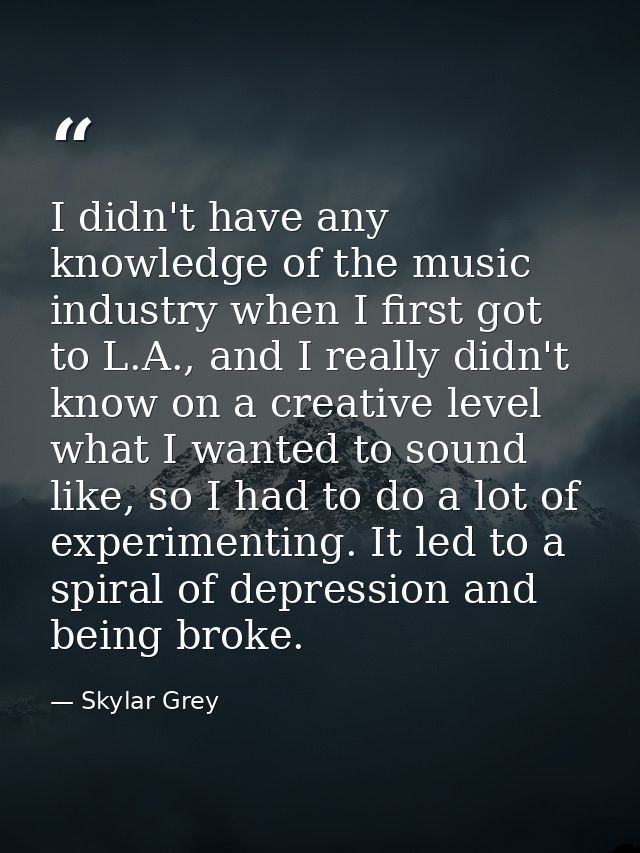 I didn't have any knowledge of the music industry when I first got to L.A., and I really didn't know on a creative level — Skylar Grey