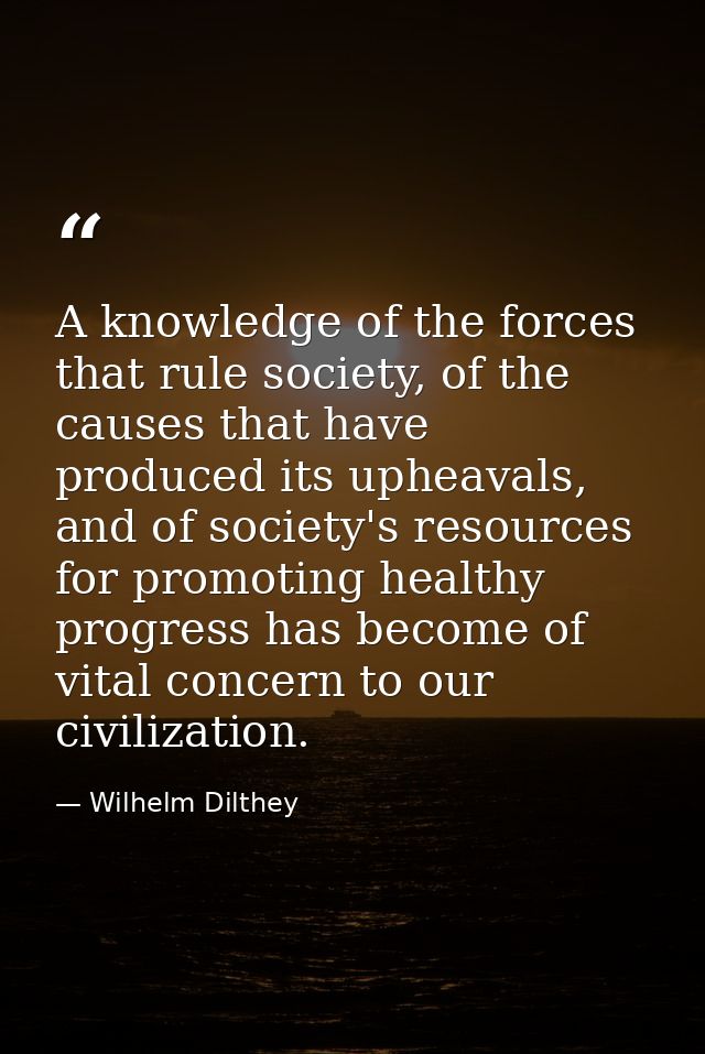 A knowledge of the forces that rule society, of the causes that have produced its upheavals, and of society's resources  — Wilhelm Dilthey