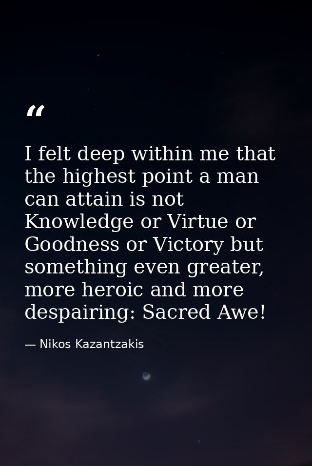 I felt deep within me that the highest point a man can attain is not Knowledge or Virtue or Goodness or Victory but some — Nikos Kazantzakis