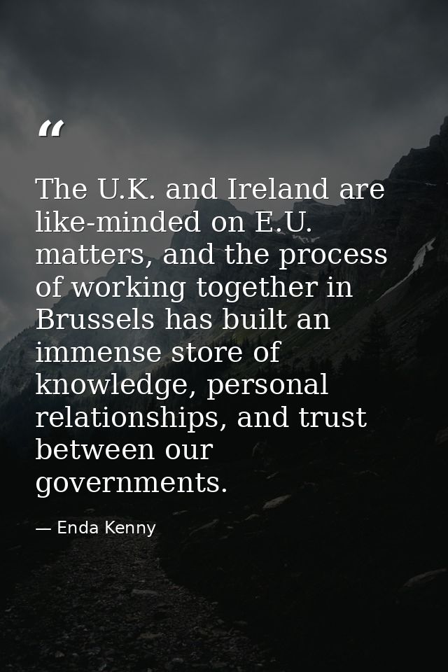 The U.K. and Ireland are like-minded on E.U. matters, and the process of working together in Brussels has built an immen — Enda Kenny