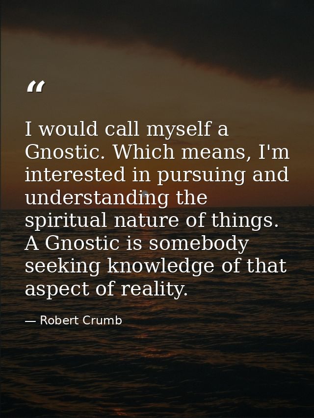 I would call myself a Gnostic. Which means, I'm interested in pursuing and understanding the spiritual nature of things. — Robert Crumb