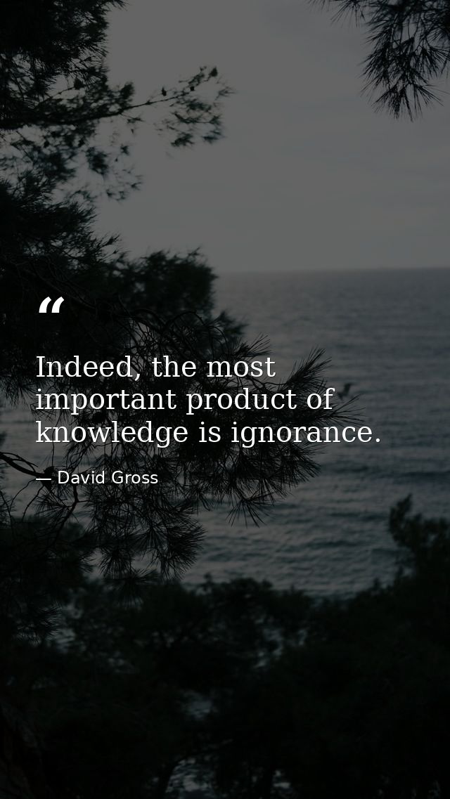 Indeed, the most important product of knowledge is ignorance. — David Gross